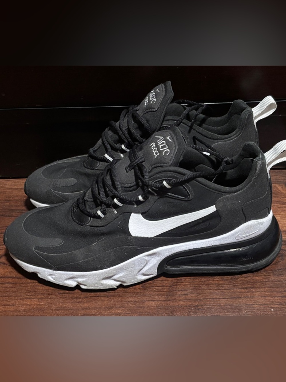 Nike Black & White Air270 React Running Shoes